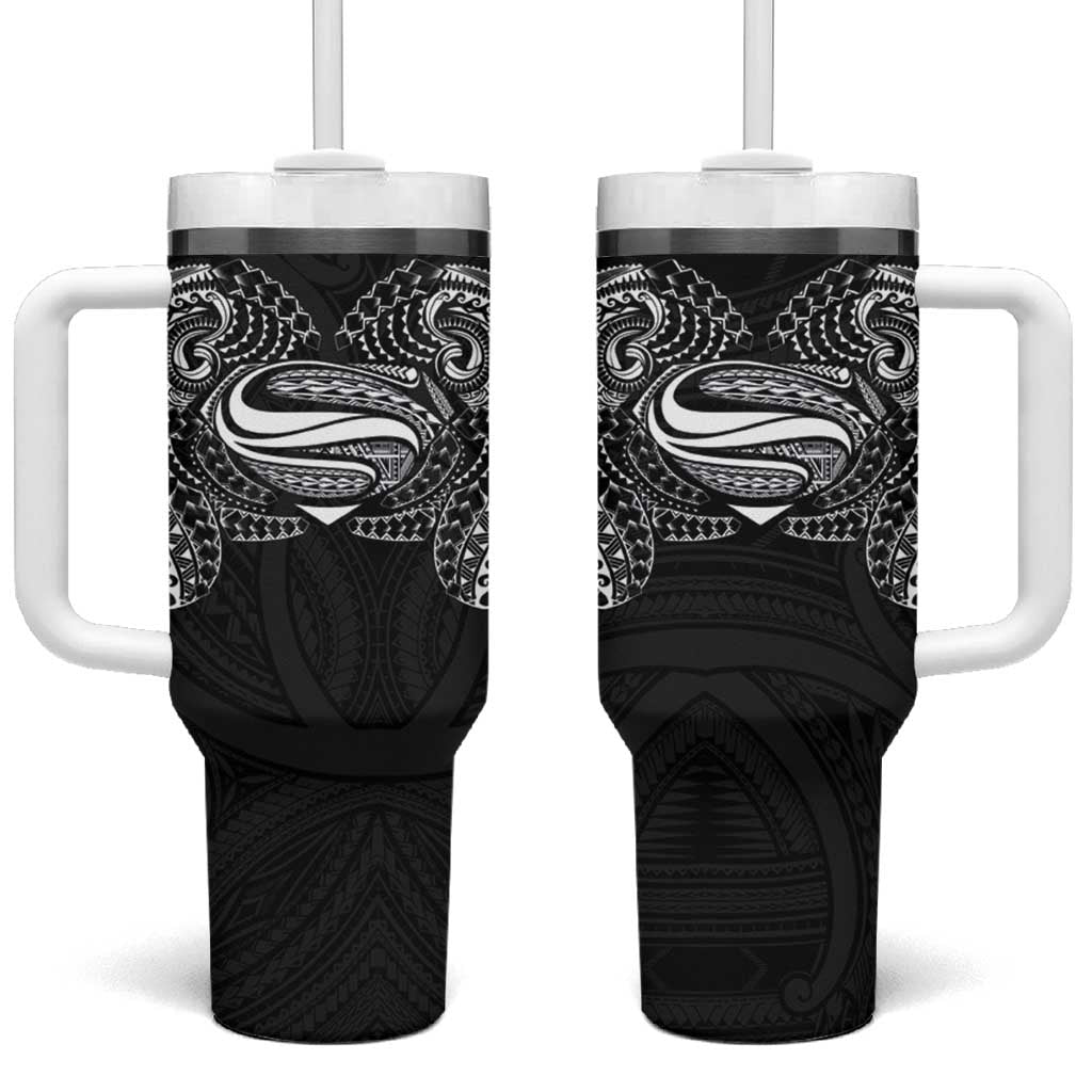 Super Samoan Traditional Tribal Art Tattoos Tumbler With Handle Black Color LT03 One Size: 40 oz Black - Polynesian Pride