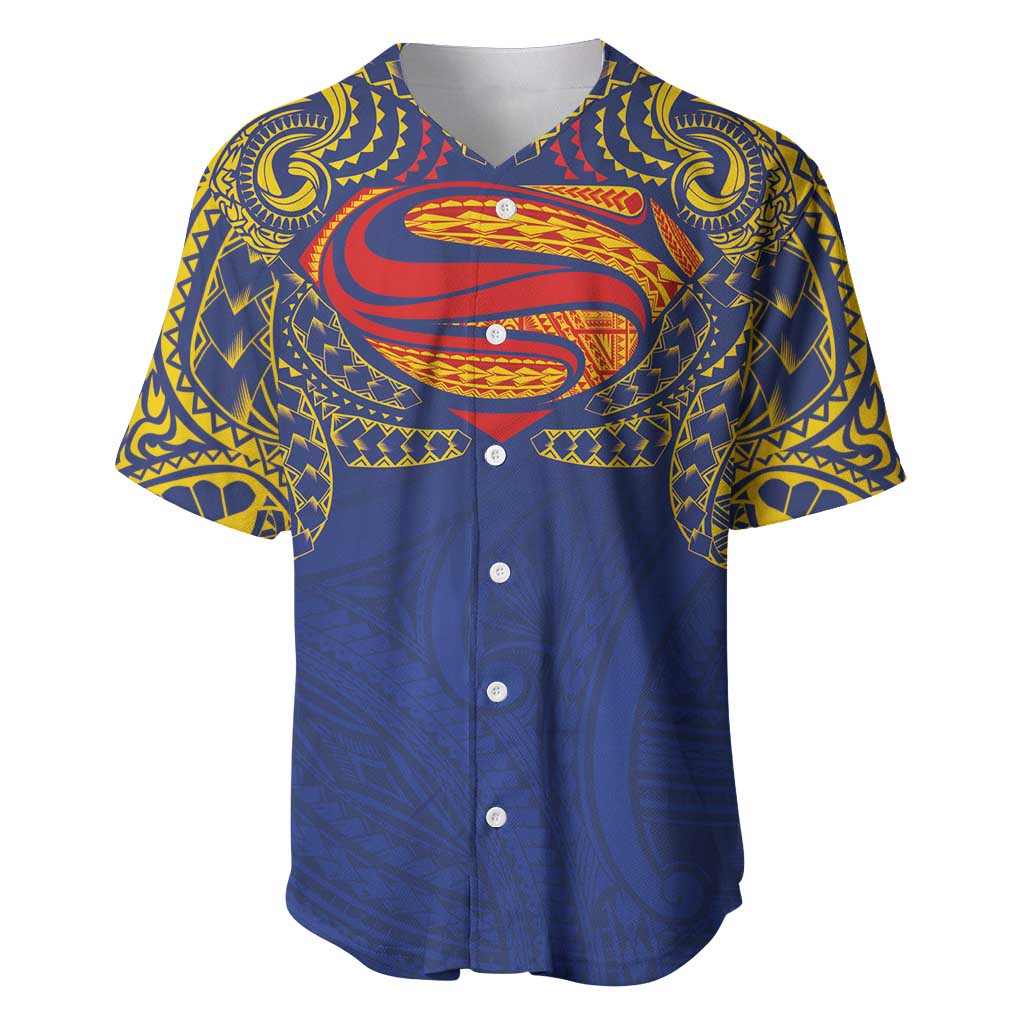 Super Samoan Traditional Tribal Art Tattoos Baseball Jersey Blue Color LT03 Blue - Polynesian Pride