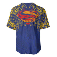 Super Samoan Traditional Tribal Art Tattoos Baseball Jersey Blue Color LT03 - Polynesian Pride
