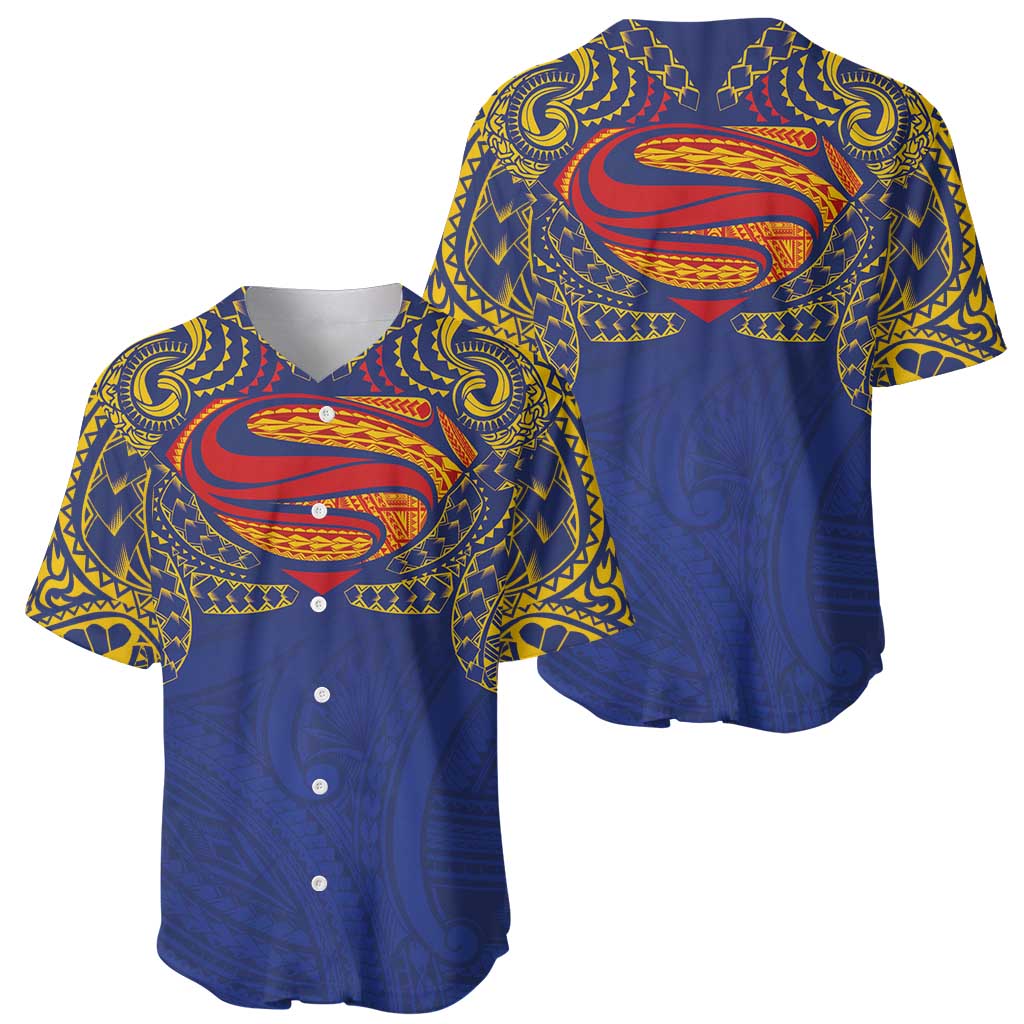 Super Samoan Traditional Tribal Art Tattoos Baseball Jersey Blue Color LT03 - Polynesian Pride