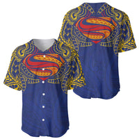 Super Samoan Traditional Tribal Art Tattoos Baseball Jersey Blue Color LT03 - Polynesian Pride