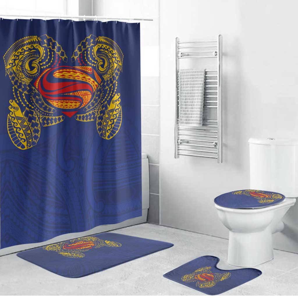 Super Samoan Traditional Tribal Art Tattoos Bathroom Set Blue Color LT03 Bathroom Set (4 pcs) Blue - Polynesian Pride