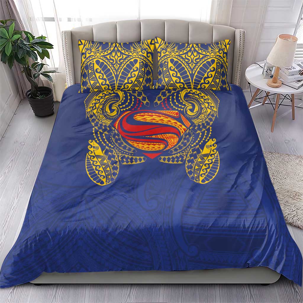 Super Samoan Traditional Tribal Art Tattoos Bedding Set Blue Color LT03 - Polynesian Pride