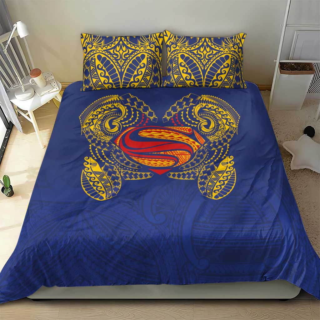 Super Samoan Traditional Tribal Art Tattoos Bedding Set Blue Color LT03 - Polynesian Pride
