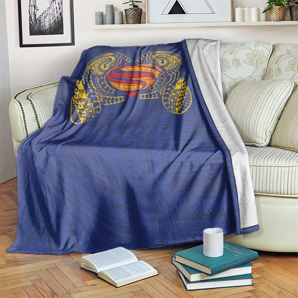Super Samoan Traditional Tribal Art Tattoos Blanket Blue Color LT03 Blue - Polynesian Pride