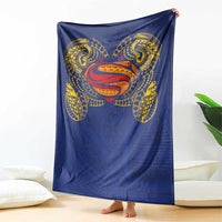 Super Samoan Traditional Tribal Art Tattoos Blanket Blue Color LT03 - Polynesian Pride