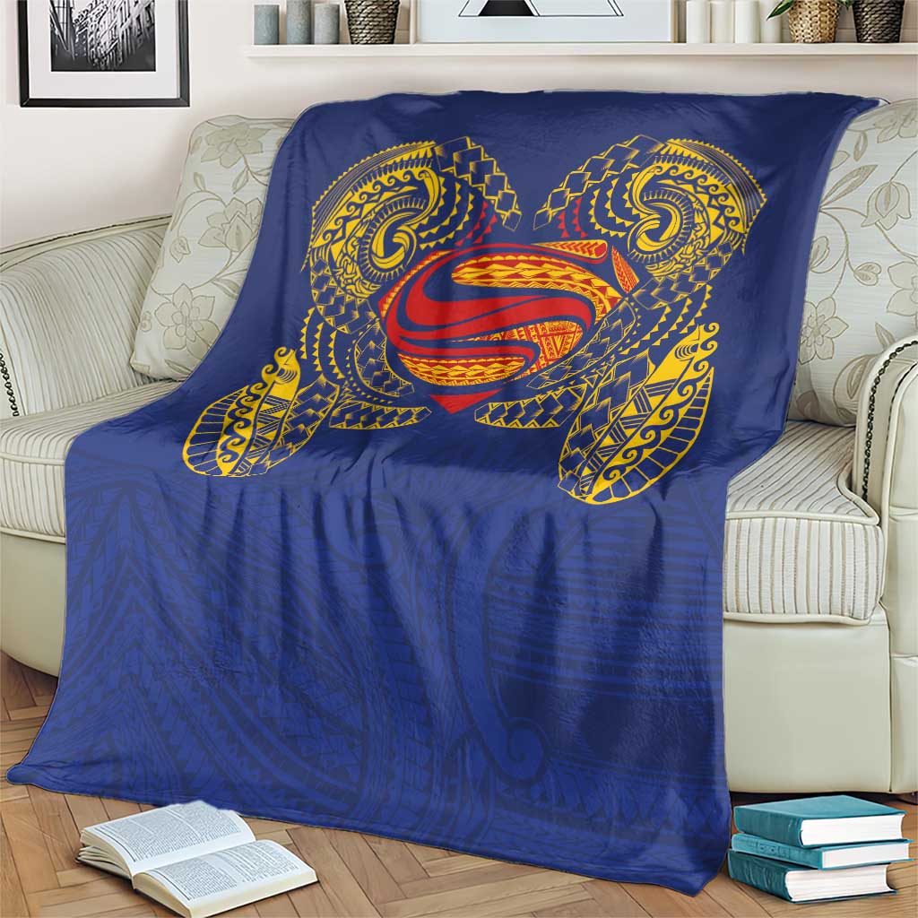 Super Samoan Traditional Tribal Art Tattoos Blanket Blue Color LT03 - Polynesian Pride