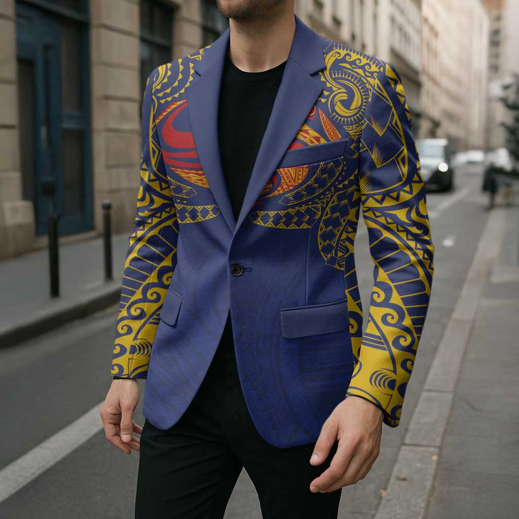 Super Samoan Traditional Tribal Art Tattoos Blazer Blue Color LT03 - Polynesian Pride