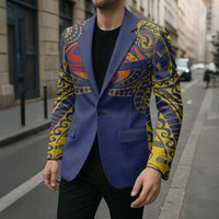 Super Samoan Traditional Tribal Art Tattoos Blazer Blue Color LT03 - Polynesian Pride