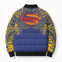 Super Samoan Traditional Tribal Art Tattoos Bomber Puffer Jacket Blue Color LT03 - Polynesian Pride