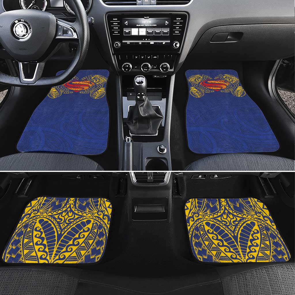 Super Samoan Traditional Tribal Art Tattoos Car Mats Blue Color LT03 Set 4pcs Blue - Polynesian Pride