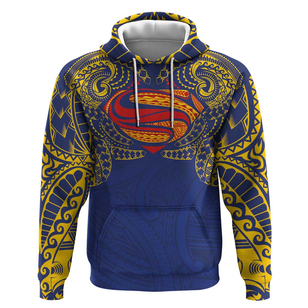 Super Samoan Traditional Tribal Art Tattoos Hoodie Blue Color LT03 Pullover Hoodie Blue - Polynesian Pride