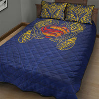 Super Samoan Traditional Tribal Art Tattoos Quilt Bed Set Blue Color LT03 - Polynesian Pride