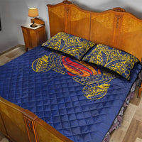 Super Samoan Traditional Tribal Art Tattoos Quilt Bed Set Blue Color LT03 - Polynesian Pride