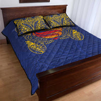 Super Samoan Traditional Tribal Art Tattoos Quilt Bed Set Blue Color LT03 - Polynesian Pride