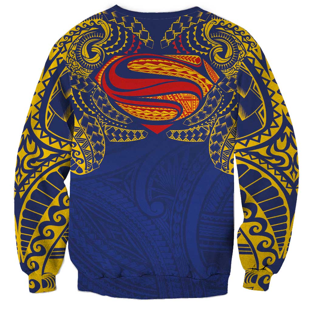 Super Samoan Traditional Tribal Art Tattoos Sweatshirt Blue Color LT03 - Polynesian Pride