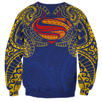Super Samoan Traditional Tribal Art Tattoos Sweatshirt Blue Color LT03 - Polynesian Pride