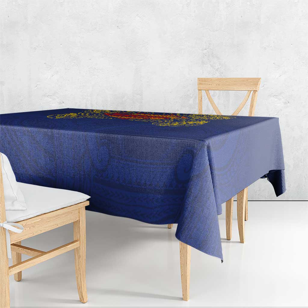 Super Samoan Traditional Tribal Art Tattoos Tablecloth Blue Color LT03 - Polynesian Pride