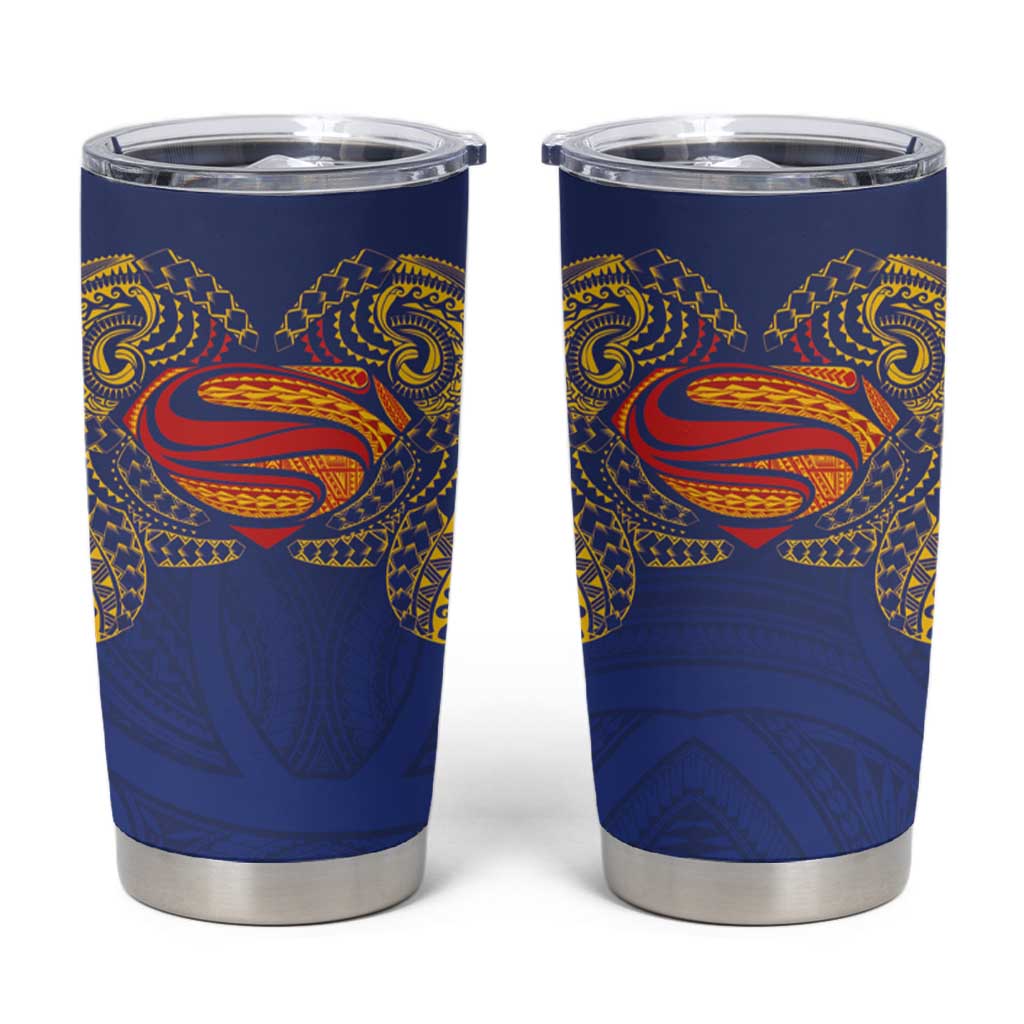Super Samoan Traditional Tribal Art Tattoos Tumbler Cup Blue Color LT03 Blue - Polynesian Pride