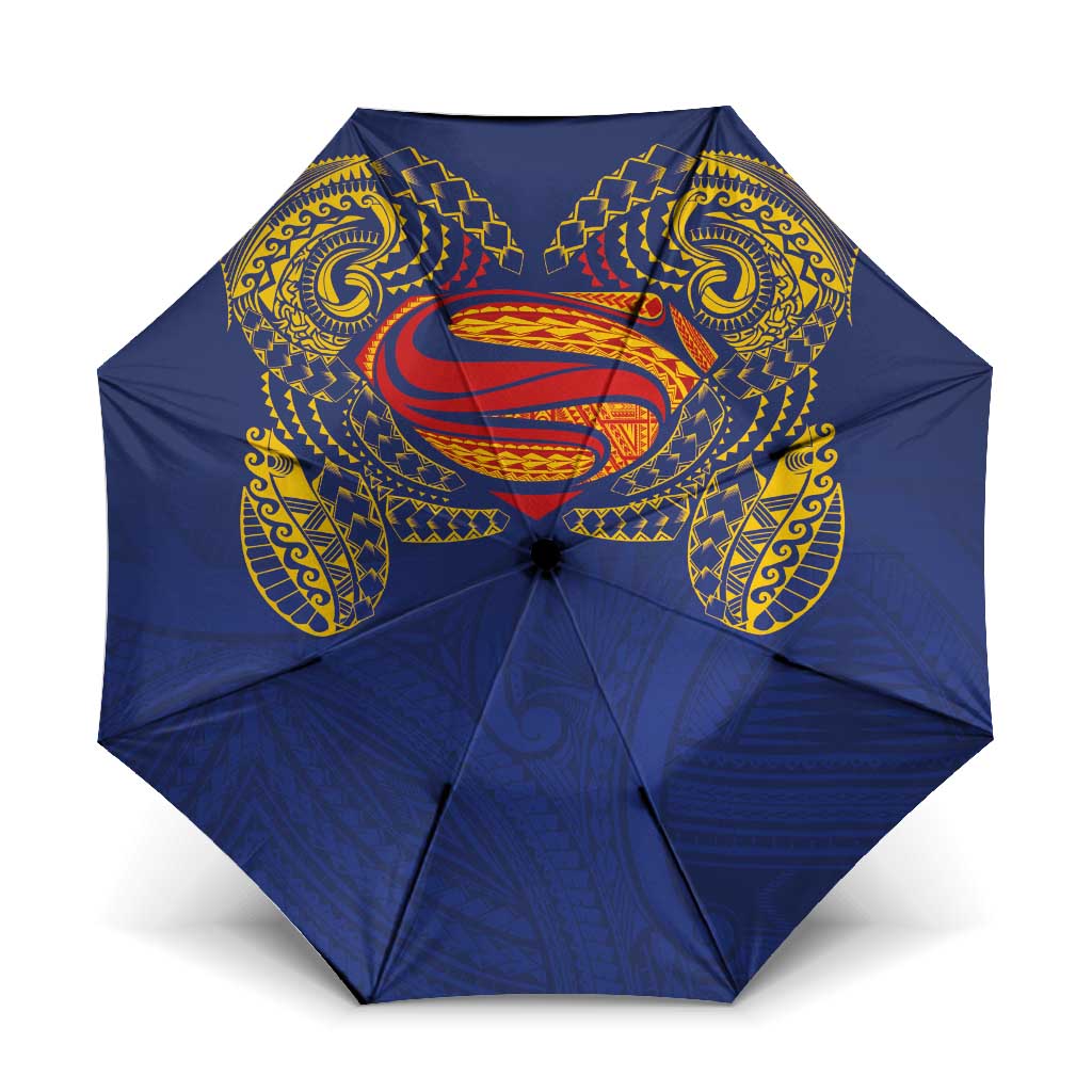 Super Samoan Traditional Tribal Art Tattoos Umbrella Blue Color LT03 One Size Folded 11.42 inch Opened Diameter 37.4 inch Blue - Polynesian Pride