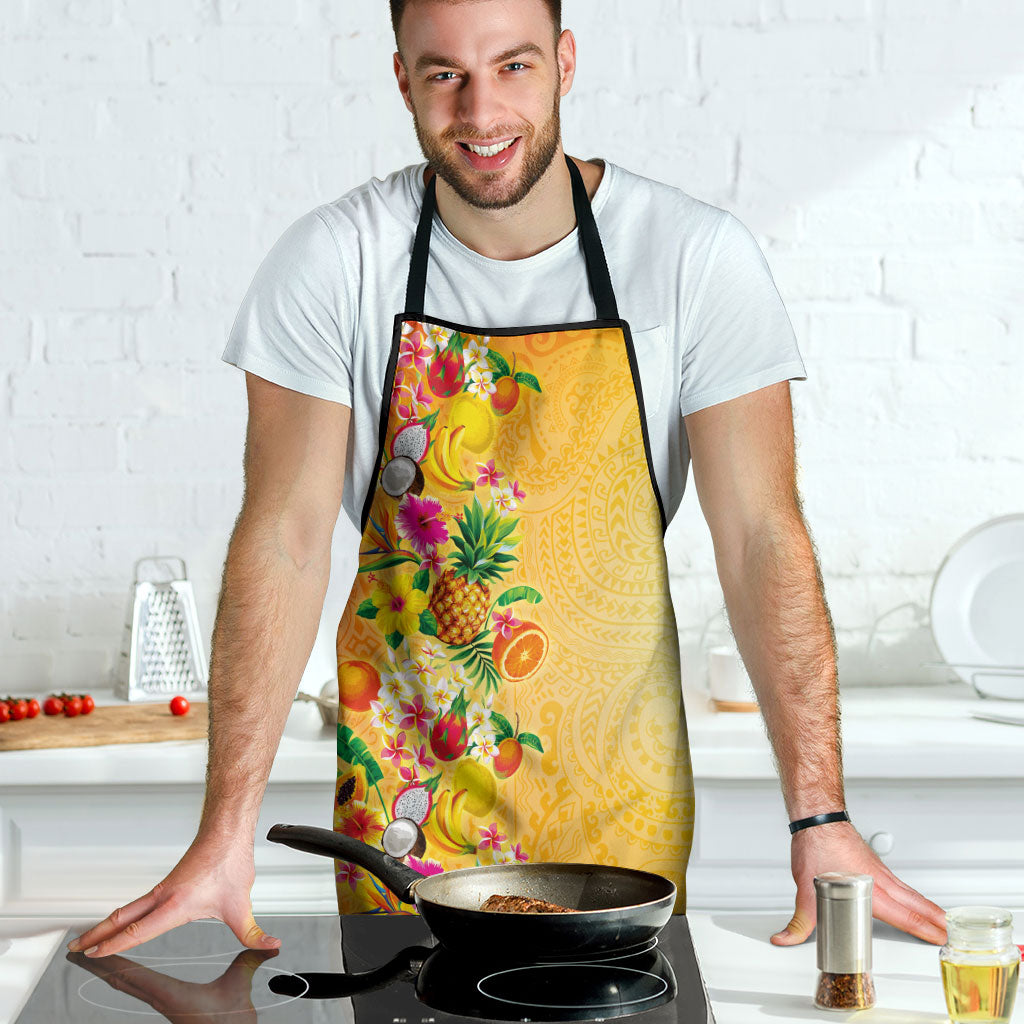 Hawaiian Tropical Fruits and Plants Apron Kakau Pattern Summer Vibe LT03 - Polynesian Pride
