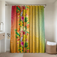 Hawaiian Tropical Fruits and Plants Bathroom Set Kakau Pattern Summer Vibe LT03 Shower Curtain Only Multicolor - Polynesian Pride