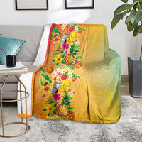 Hawaiian Tropical Fruits and Plants Blanket Kakau Pattern Summer Vibe LT03 - Polynesian Pride