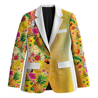 Hawaiian Tropical Fruits and Plants Blazer Kakau Pattern Summer Vibe LT03 Unisex Multicolor - Polynesian Pride