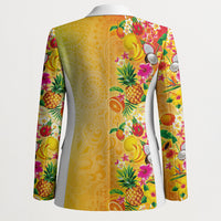 Hawaiian Tropical Fruits and Plants Blazer Kakau Pattern Summer Vibe LT03 - Polynesian Pride