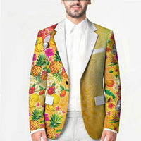 Hawaiian Tropical Fruits and Plants Blazer Kakau Pattern Summer Vibe LT03 - Polynesian Pride