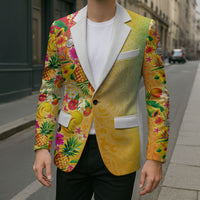 Hawaiian Tropical Fruits and Plants Blazer Kakau Pattern Summer Vibe LT03 - Polynesian Pride