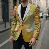 Hawaiian Tropical Fruits and Plants Blazer Kakau Pattern Summer Vibe LT03 - Polynesian Pride
