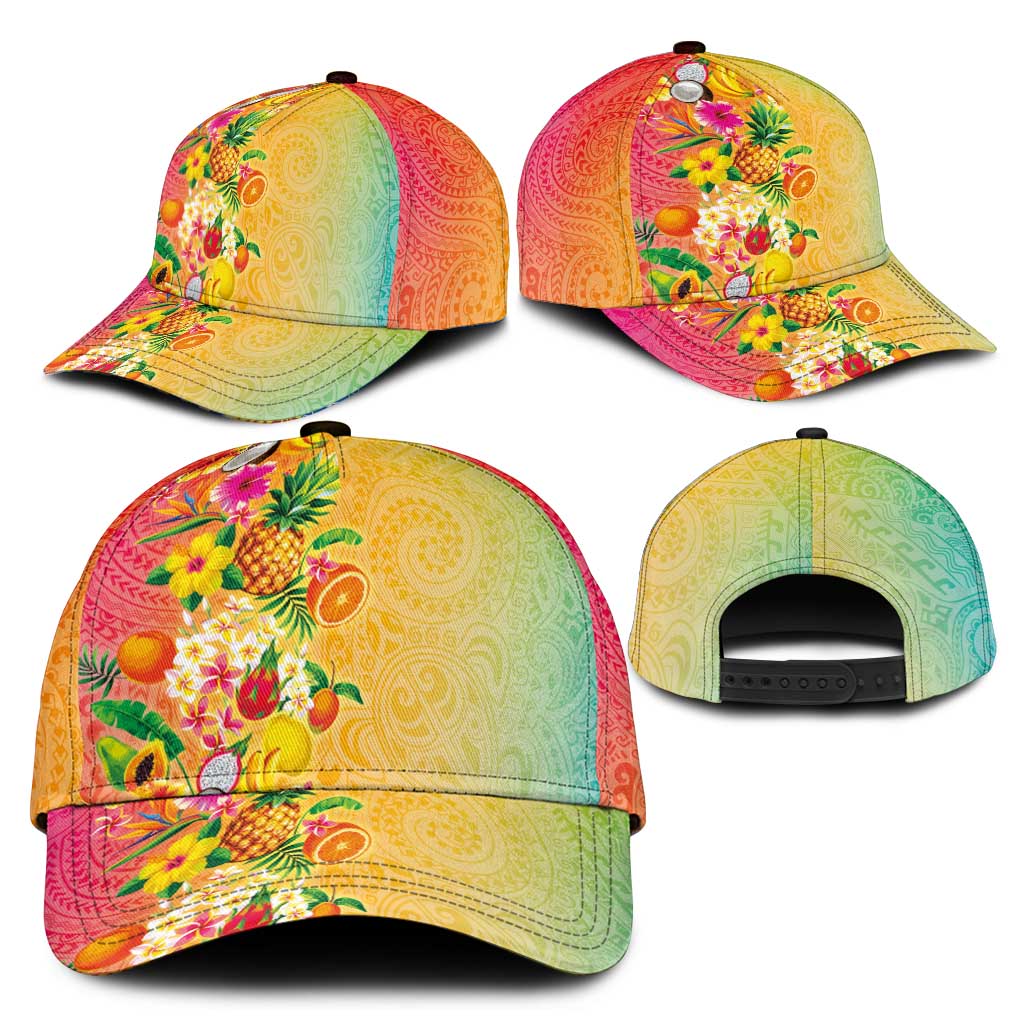 Hawaiian Tropical Fruits and Plants Classic Cap Kakau Pattern Summer Vibe LT03 - Polynesian Pride