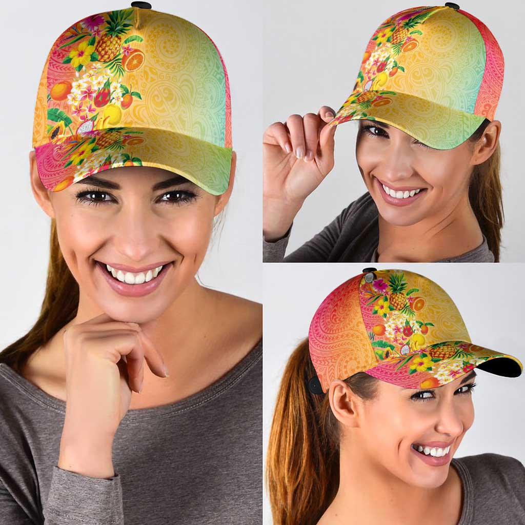 Hawaiian Tropical Fruits and Plants Classic Cap Kakau Pattern Summer Vibe LT03 - Polynesian Pride