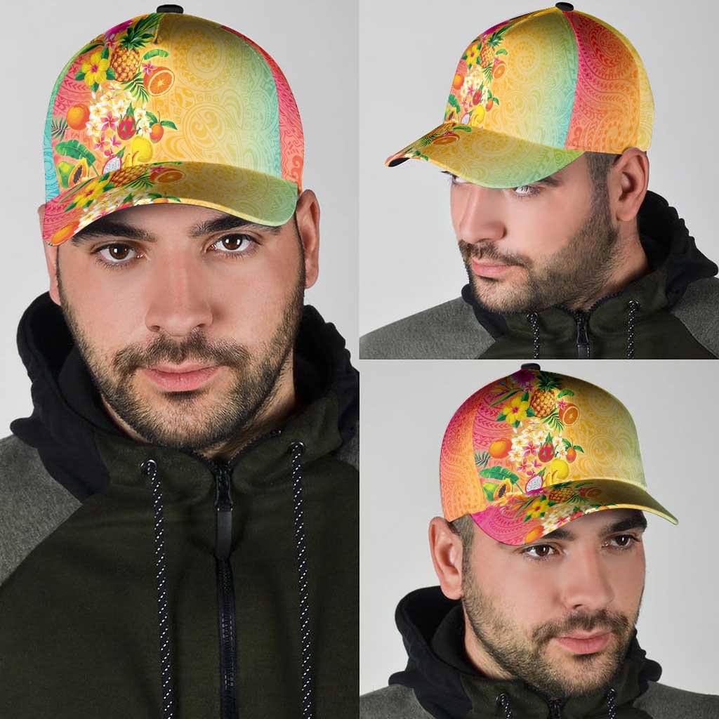 Hawaiian Tropical Fruits and Plants Classic Cap Kakau Pattern Summer Vibe LT03 - Polynesian Pride