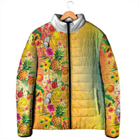 Hawaiian Tropical Fruits and Plants Padded Jacket Kakau Pattern Summer Vibe LT03 - Polynesian Pride