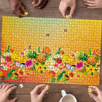 Hawaiian Tropical Fruits and Plants Puzzle Kakau Pattern Summer Vibe LT03 - Polynesian Pride