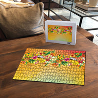 Hawaiian Tropical Fruits and Plants Puzzle Kakau Pattern Summer Vibe LT03 - Polynesian Pride