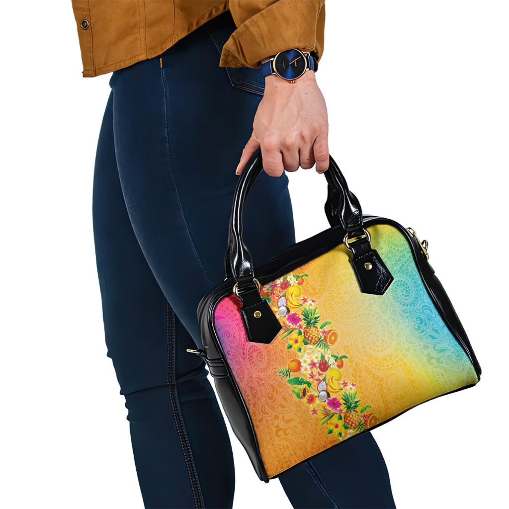 Hawaiian Tropical Fruits and Plants Shoulder Handbag Kakau Pattern Summer Vibe LT03 - Polynesian Pride