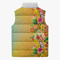 Hawaiian Tropical Fruits and Plants Sleeveless Puffer Jacket Kakau Pattern Summer Vibe LT03 - Polynesian Pride