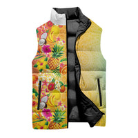Hawaiian Tropical Fruits and Plants Sleeveless Puffer Jacket Kakau Pattern Summer Vibe LT03 - Polynesian Pride