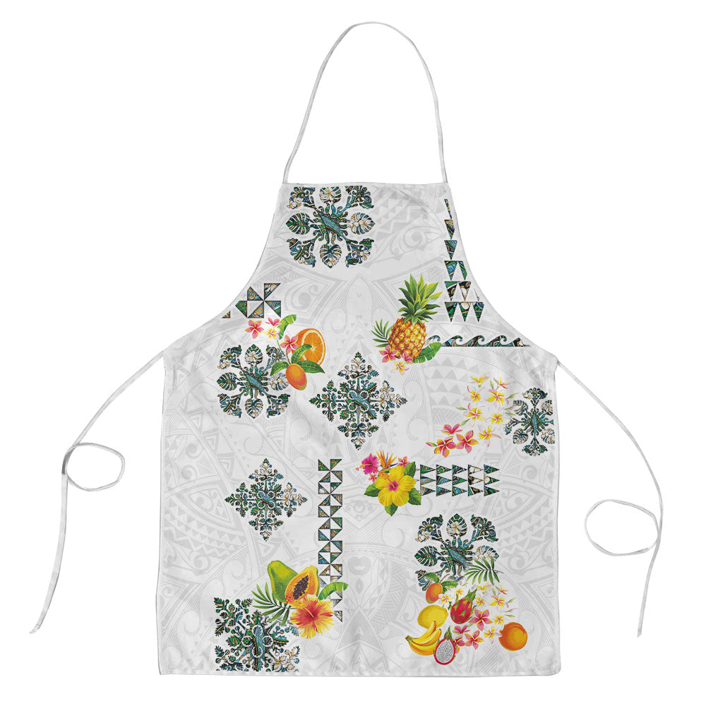 Hawaiian Quilts Apron Tropical Fruits and Plants LT03 White - Polynesian Pride