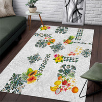 Hawaiian Quilts Area Rug Tropical Fruits and Plants LT03 White - Polynesian Pride
