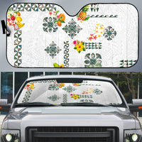 Hawaiian Quilts Auto Sun Shade Tropical Fruits and Plants LT03 White - Polynesian Pride