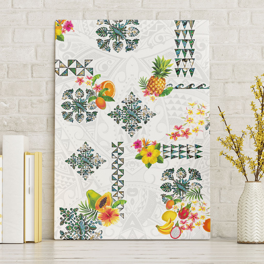 Hawaiian Quilts Canvas Wall Art Tropical Fruits and Plants LT03 Without Frame White - Polynesian Pride