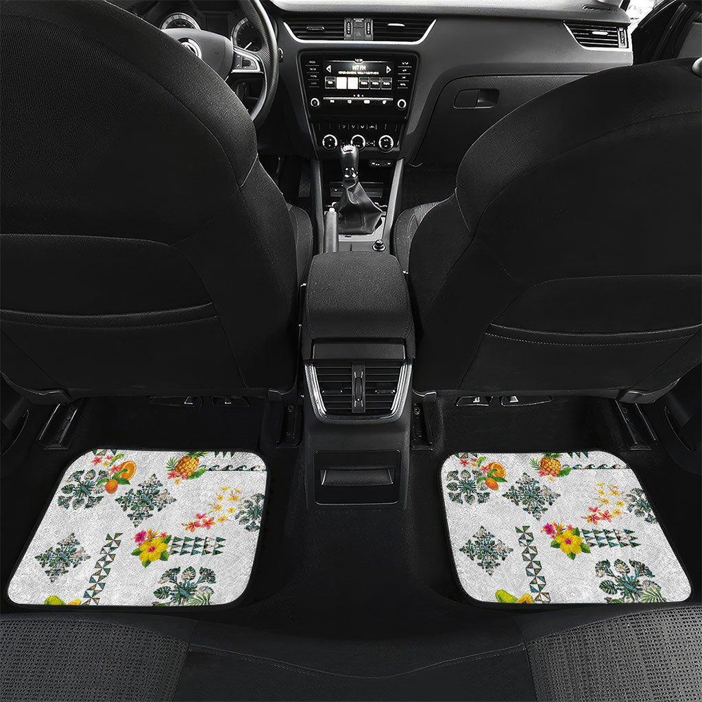 Hawaiian Quilts Car Mats Tropical Fruits and Plants LT03 Set 2pcs - Back White - Polynesian Pride