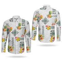 Hawaiian Quilts Couples Matching Puletasi and Long Sleeve Button Shirt Tropical Fruits and Plants LT03 - Polynesian Pride
