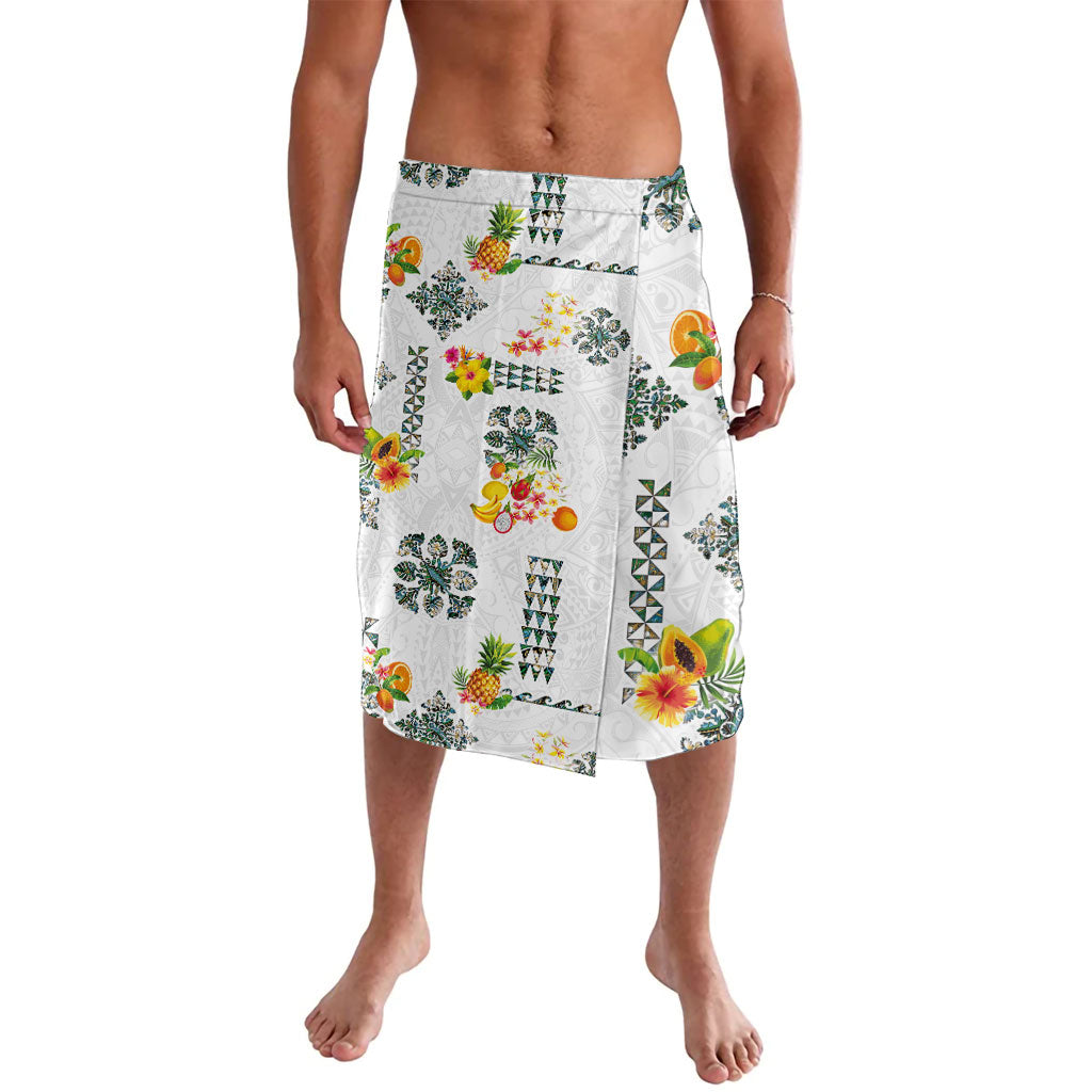 Hawaiian Quilts Lavalava Tropical Fruits and Plants LT03 White - Polynesian Pride