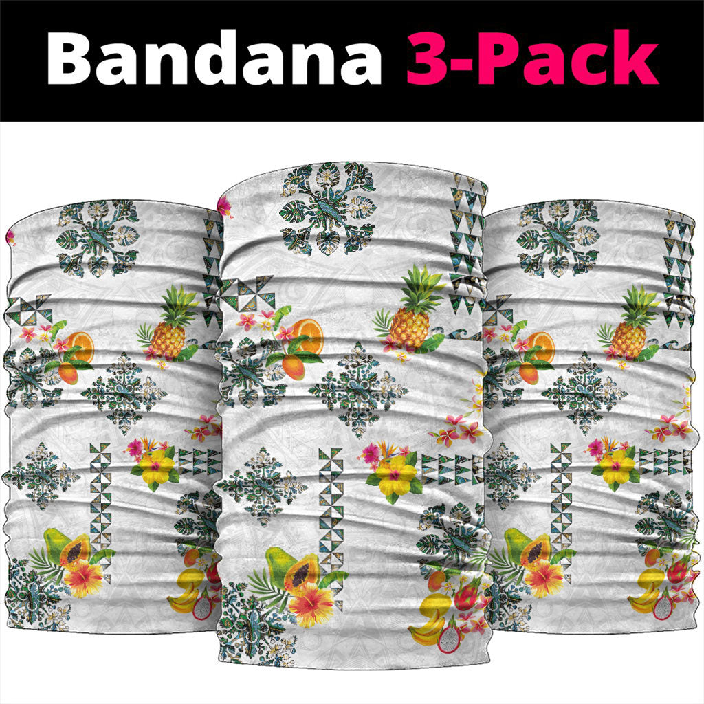 Hawaiian Quilts Neck Gaiter Tropical Fruits and Plants LT03 package One Size: 25*50cm White - Polynesian Pride