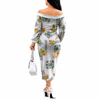 Hawaiian Quilts Off The Shoulder Long Sleeve Dress Tropical Fruits and Plants LT03 - Polynesian Pride